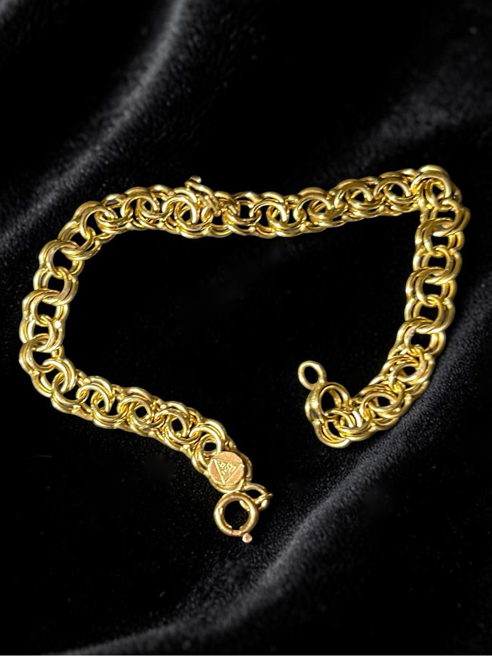 Vintage Reuben Pomerantz 14K Solid Yellow Gold Charm Bracelet 8.4g 7.5"